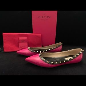 Valentino Rockstud patent leather flats 39-1/2